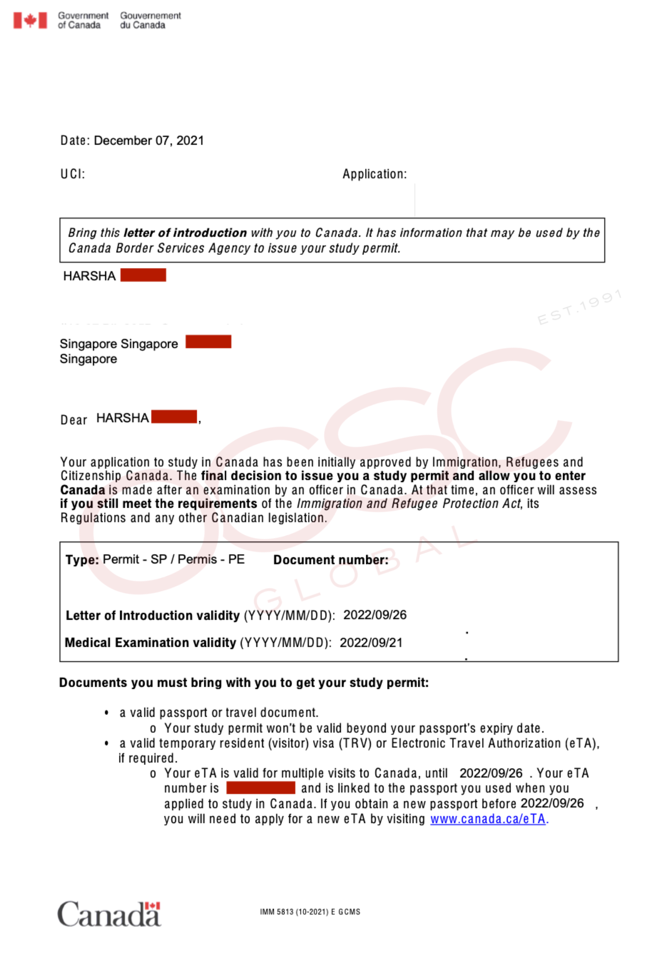 Approval for Canada Study Permit Reapplication | OCSC Global