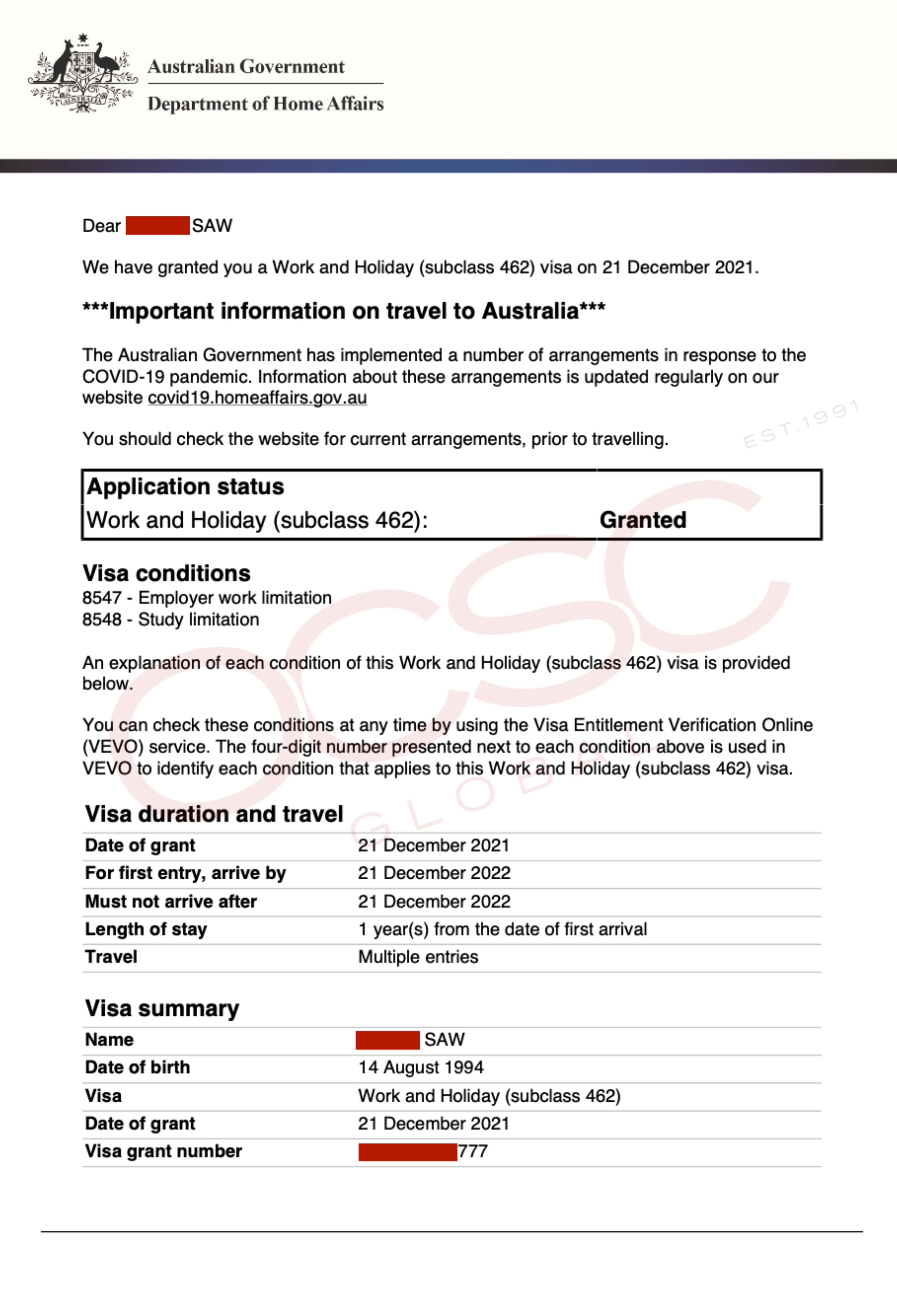 tourist visa australia work rights