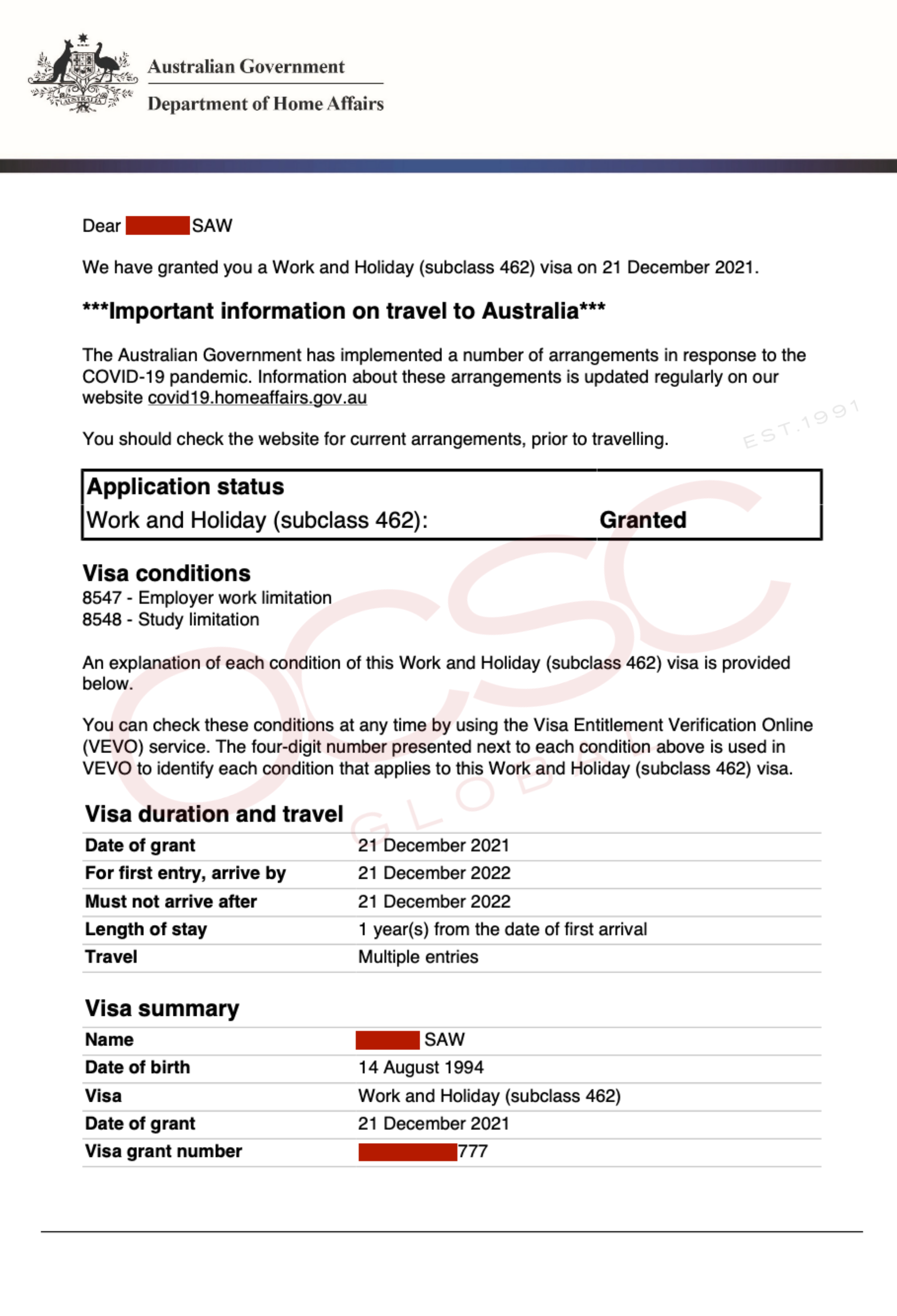 approval-for-australia-work-and-holiday-visa-subclass-462-ocsc-global