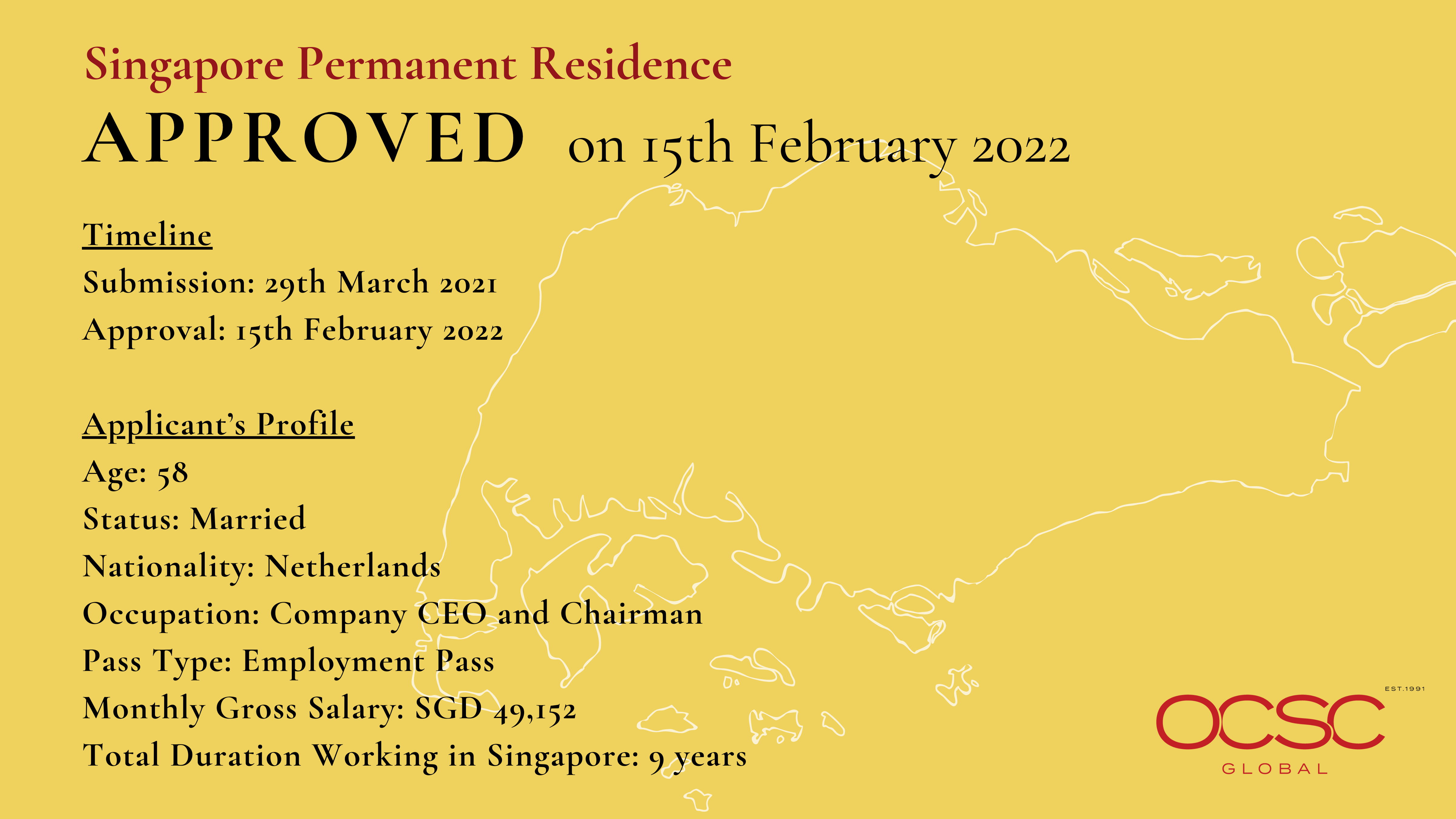 Approval for Singapore Permanent Residence