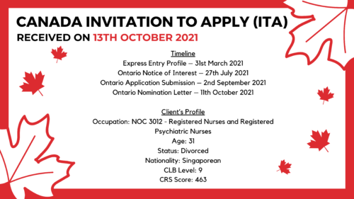 Canada Invitation to Apply (ITA)