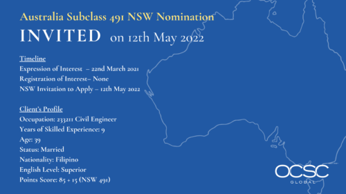 Invitation to Apply for NSW Nomination Subclass 491 12th May 2022
