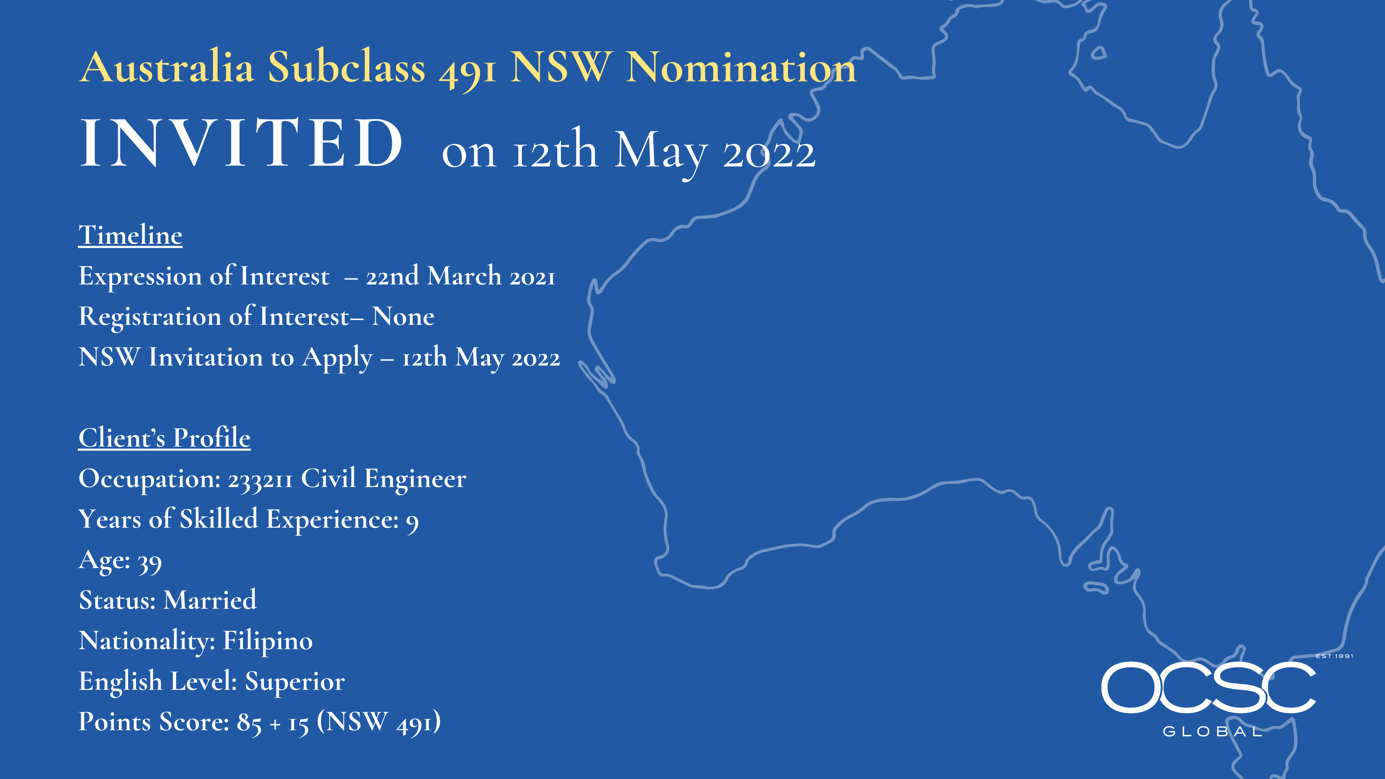 Invitation to Apply for NSW Nomination Subclass 491 12th May 2022