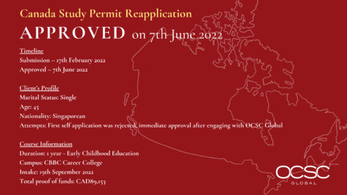 Approval for Canada Study Permit Re-application