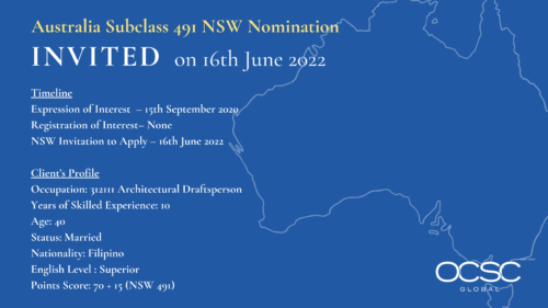 Invitation to Apply for NSW Nomination Subclass 491 16th June