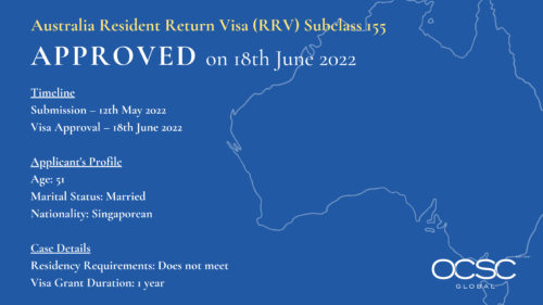 Approval for Resident Return Visa (RRV) Subclass 155 18th June