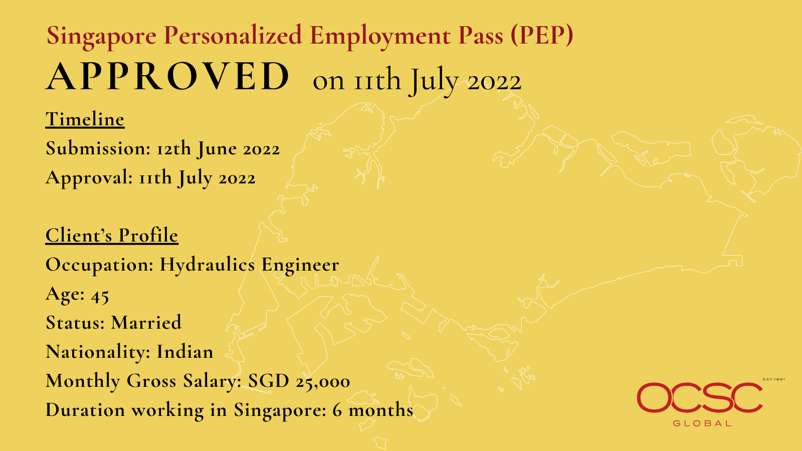 Approval for Singapore Personalized Employment Pass (PEP)