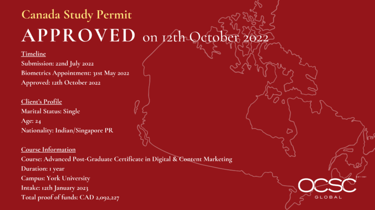 Approval For Canada Study Permit | OCSC Global