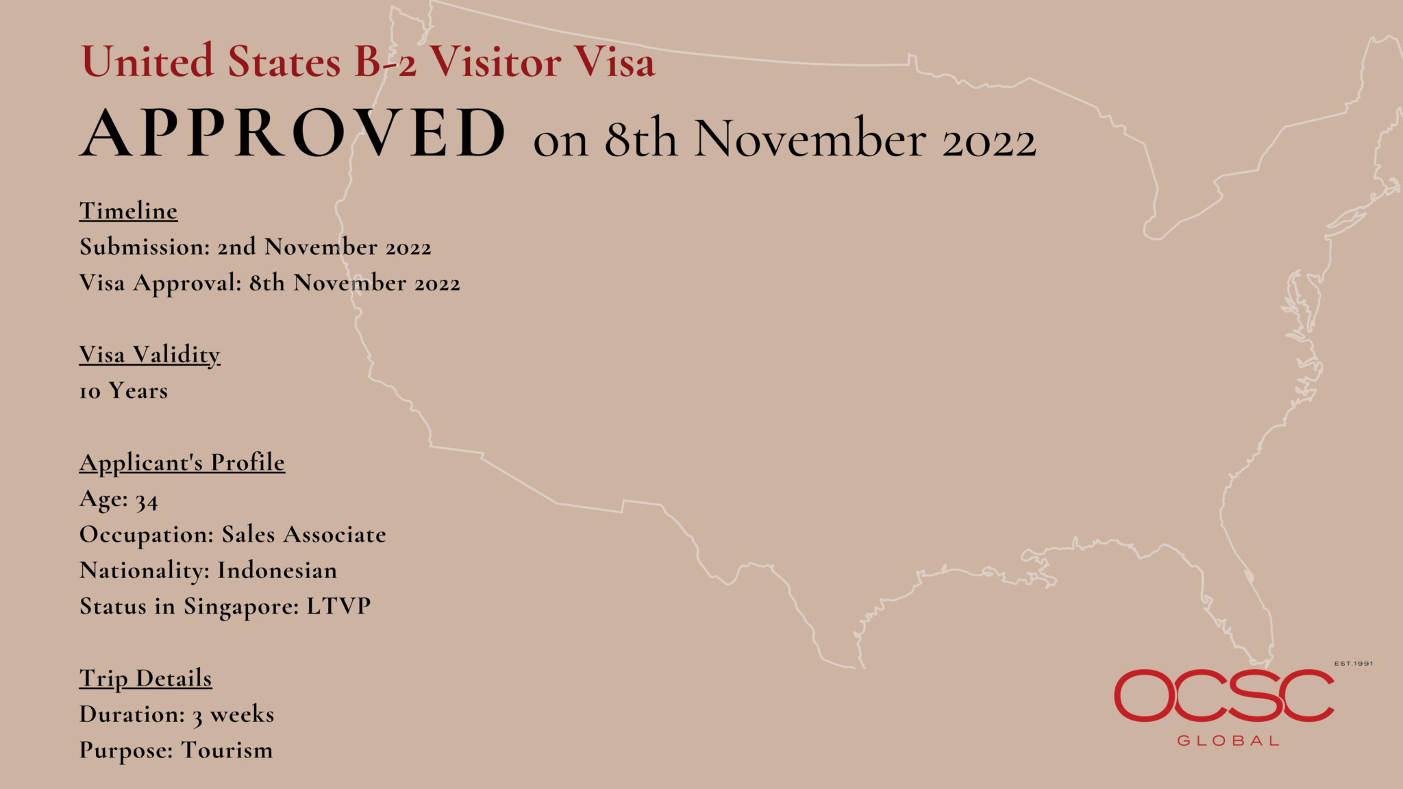 Approval For United States B-2 Visitor Visa | OCSC Global