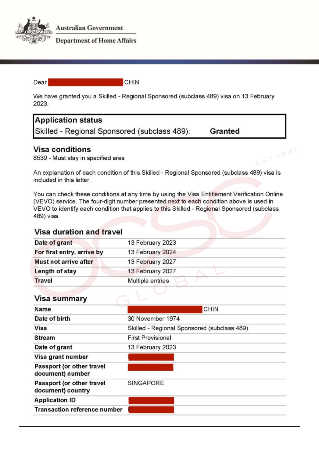 Approval for Australia Skilled Regional (Provisional) Subclass 489 ...