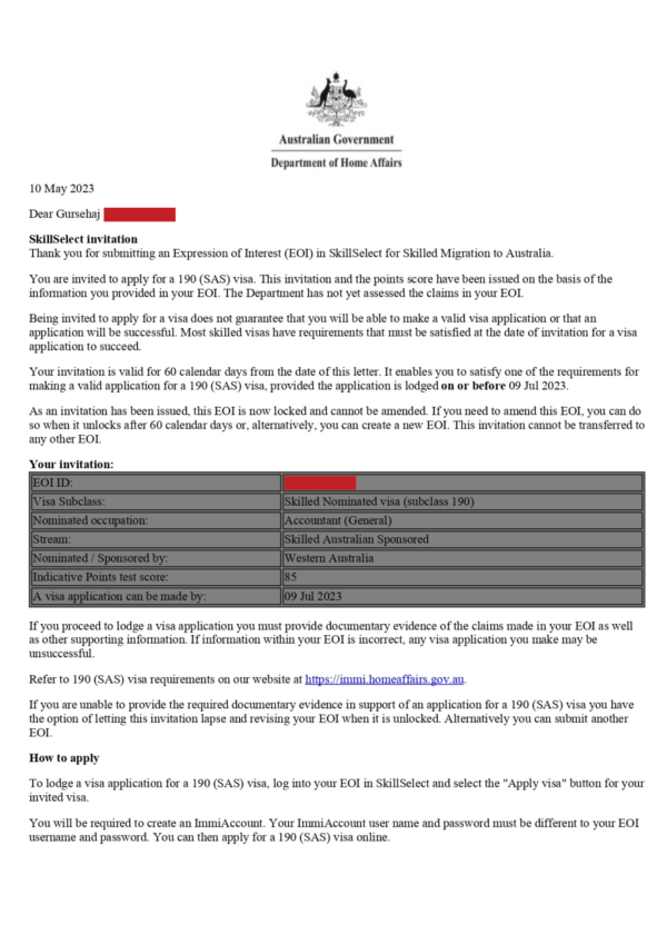 Australia Subclass 190 Western Australia Invitation Gursehaj OCSC australia-subclass-190-western-australia-invitation-gursehaj-ocsc