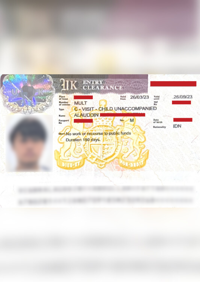 Alauddin's UK Visitor Visa stamp with OCSC Global